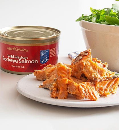 MSC Canned Sockeye Salmon - with edible skin & bones, no added salt 